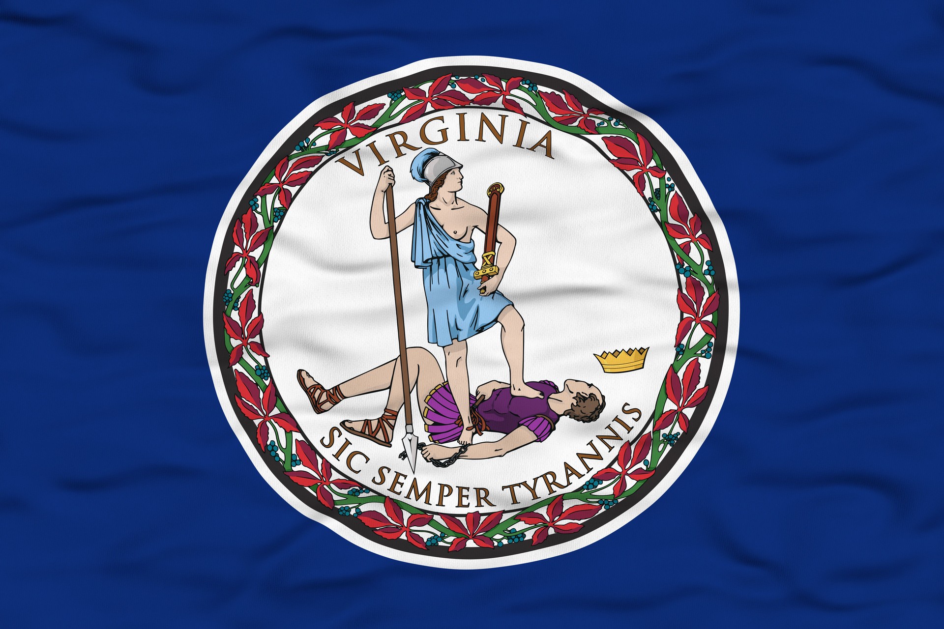 Waving Virginia state flag